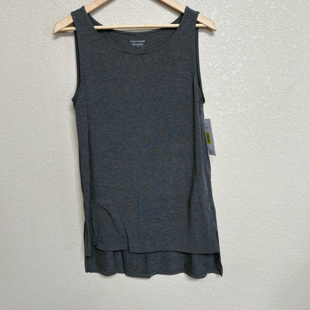 Eileen Fisher NWT‎ Ash Gray Tencel Stretch Jersey Tank Top Size S